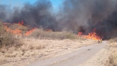 Photo of Bomberos trabajan para apagar un incendio en Estancia La Paz